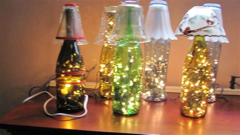 Bottle Lamps made from recycled bottles and decorated using our unique approach.