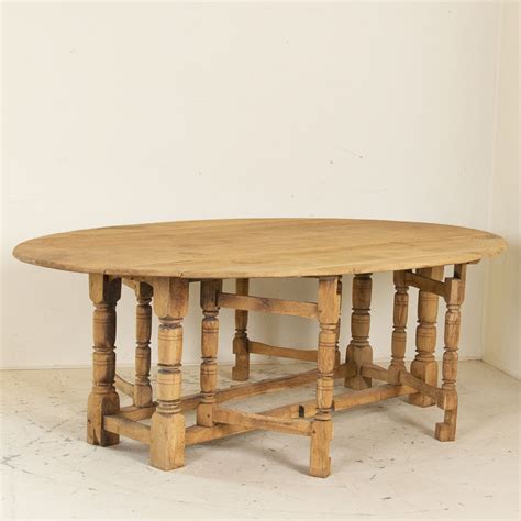 Antique Large English Oak Drop Leaf Dining Table