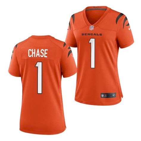 New Women's Cincinnati Bengals #1 Ja'Marr Chase Jersey Orange 2021 Game