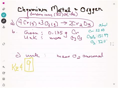 SOLVED:Chromium metal reacts with oxygen to give chromium(III) oxide, Cr2 O3 (a) Write a ...