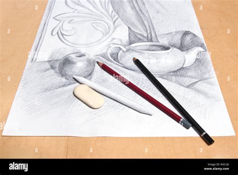 Drawing of naturmort by graphite pencil Stock Photo - Alamy