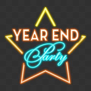 Year End Party Neon Text Style, Logo, Banner, Invitation PNG Transparent Image and Clipart for ...