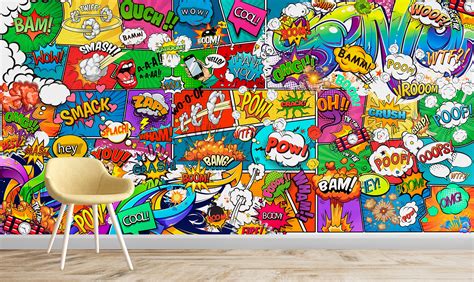 Multicolor Wallpaper / Graffiti Wallpaper / Pop Up Wallpaper / | Etsy