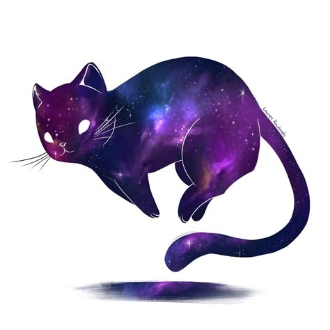 Galaxy Cat, Purple , an art print by Lauren Rowlands - INPRNT