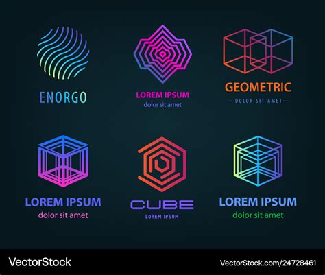 Set linear abstract geometric logos Royalty Free Vector