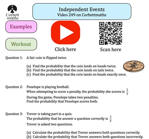 Independent Events Textbook Exercise – Corbettmaths