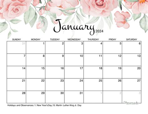 January 2024 & 2025 Calendar | Free Printable with Holidays