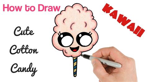 How to Draw Cotton Candy Cute | Kawaii Food Drawing | Cute easy ...