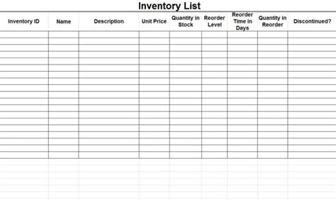 free printable inventory sheets — excelxo.com