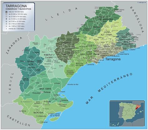 Municipios Tarragona | Mapas Murales de España y el Mundo