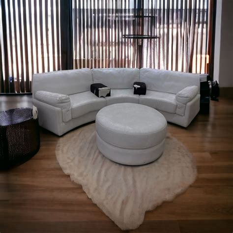 The Preston Curved Sofa and Round Ottoman - Ranch & Co Interiors