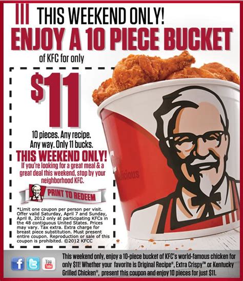 KFC 10 Piece Bucket for Only $11 (this weekend only) - Who Said Nothing in Life is Free?