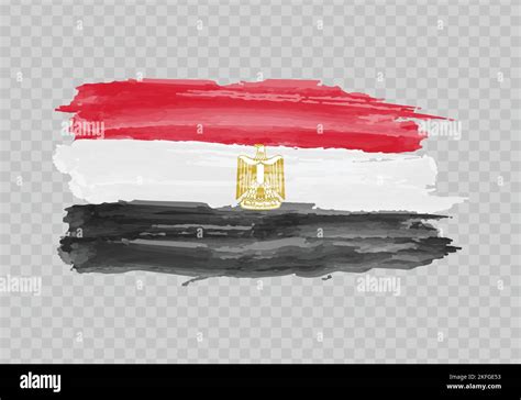 Watercolor painting flag of Egypt. Hand drawing brush stroke Stock ...