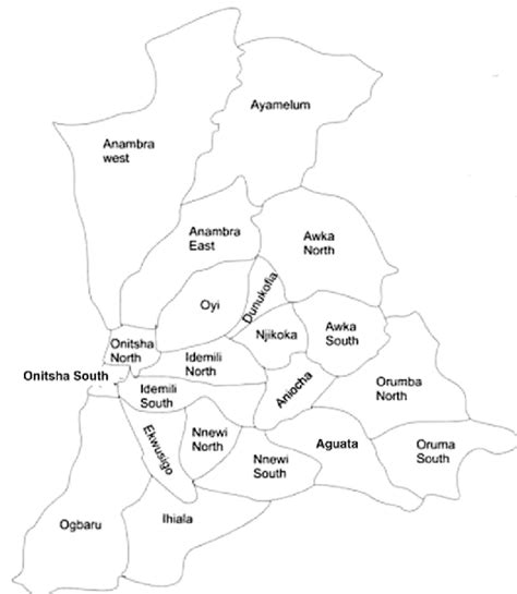 Map of Anambra State Showing the 21 Local Government Areas (Ezenwaji et ...