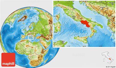 Physical Location Map of Campania