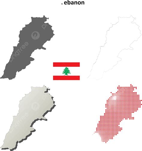 Lebanon Outline Map Set Lebanese Flag Flag Cartography Vector, Lebanese ...