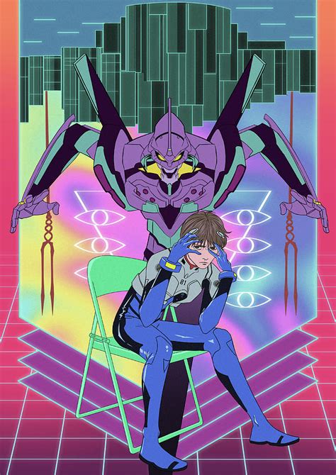 Evangelion Synthwave Painting by Gabriel Dias | Fine Art America