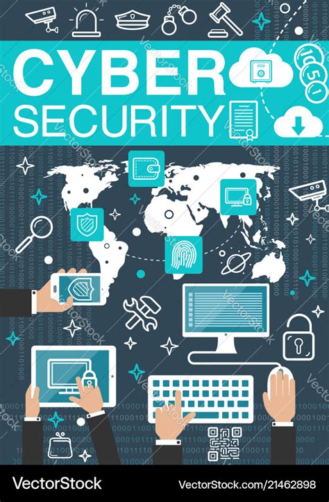 Cyber security internet poster Royalty Free Vector Image