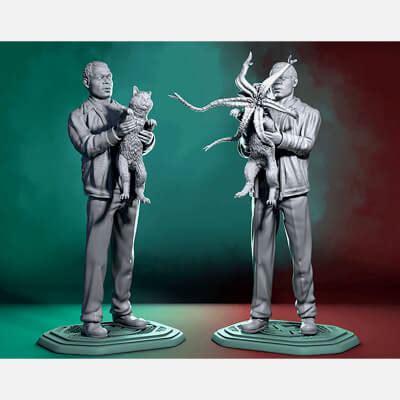 Nick Fury and Cat - 3D Print Model by 3DModelDesigner