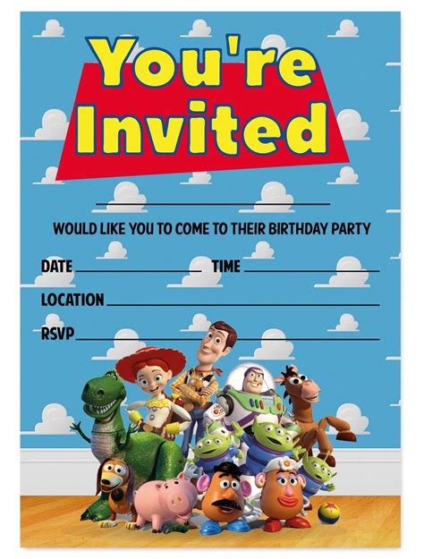 Toy Story theme birthday party invitations kids invites children woody ...