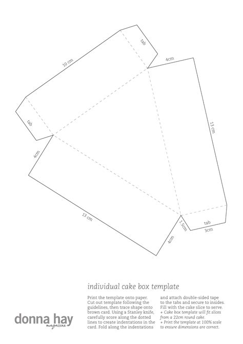 Individual Cake Box Template Download Printable PDF | Templateroller