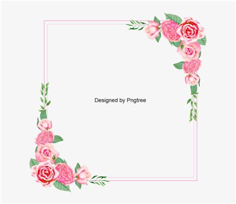 Pink Rose Floral Frame, Flower Border, Rose Border, - Floral Frame Png - 640x640 PNG Download ...