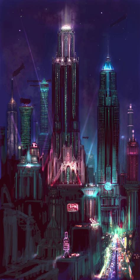 Retro-Futuristic city drawing by BoxofLizards on DeviantArt