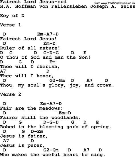 Top 500 Hymn: Fairest Lord Jesus - lyrics, chords and PDF