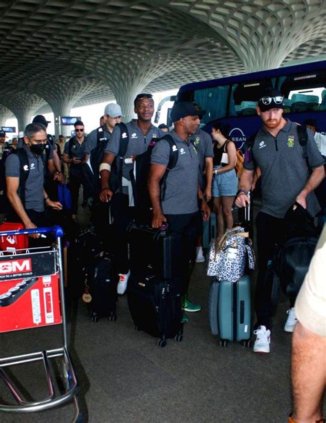 Mumbai : Players of South Africa and other team staff arrive at airport