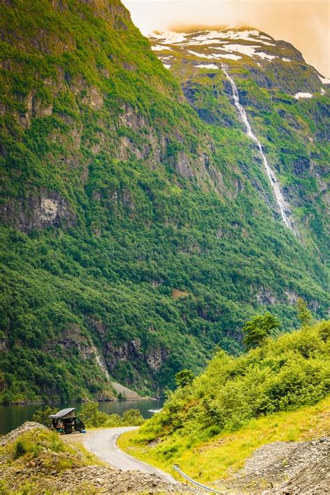 Road in Norwegian Mountains Stock Image - Image of path, mountains ...