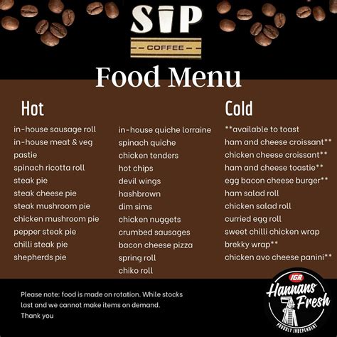 Sip Coffee Kalgoorlie menu, prices and opening hours - Hungry in Kal