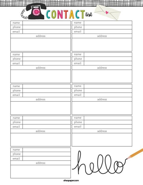 free printable phone list template 28 images 9 best | Address book ...