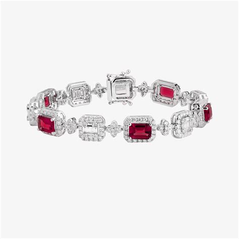 Elegant white gold ruby bracelet with diamonds | Venetia Vildiridis E-Shop