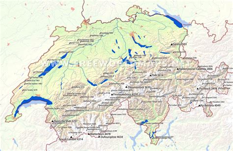 Switzerland Physical Map