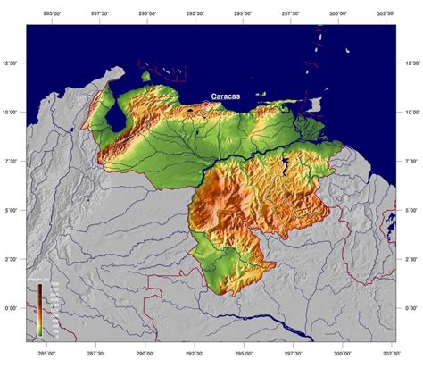 Physische Karte von venezuela - Karte physikalische Karte von venezuela ...