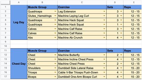 Workout Plan Template Google Sheets | EOUA Blog