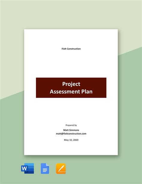 Project Assessment Plan Template in Word, Google Docs, Pages - Download ...