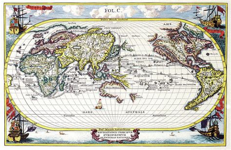 Antique Maps - Old Cartographic maps - Antique Map of the World, 1700 Drawing by Studio ...