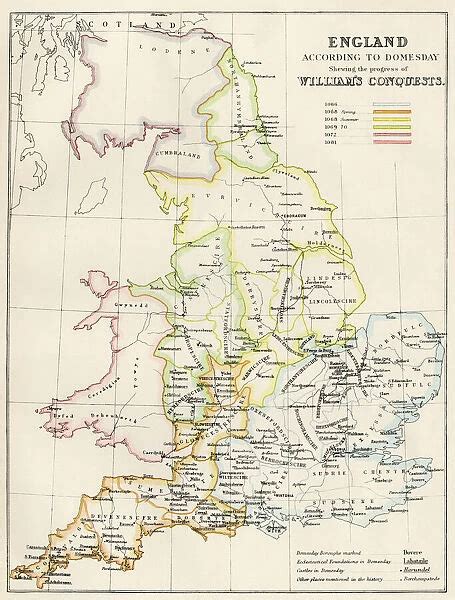 Map of England in 1066. England at the time of the Norman conquest ...