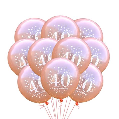 40th Birthday Balloons, 12 40th Happy Birthday Balloons Rose Gold ...