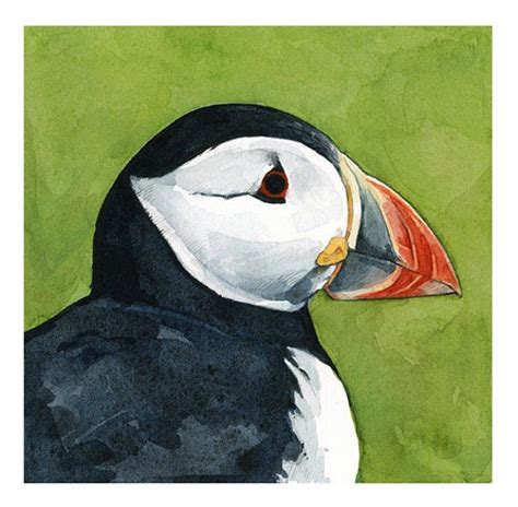 Items similar to Colorful Puffin Watercolor Painting - Animal art - 5x5 Print on Etsy