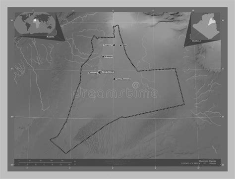 Ouargla, Algeria. Grayscale. Labelled Points of Cities Stock Illustration - Illustration of ...