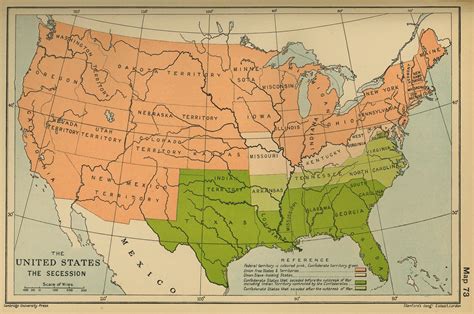 Civil War Map Union And Confederate States