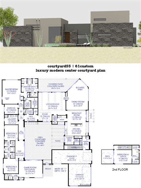 Luxury Modern Courtyard House Plan | 61custom | Contemporary & Modern House Plans