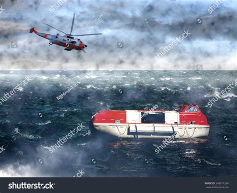 Search Lost Lifeboat Sea Rescue Mission Stock Photo 248911264 ...