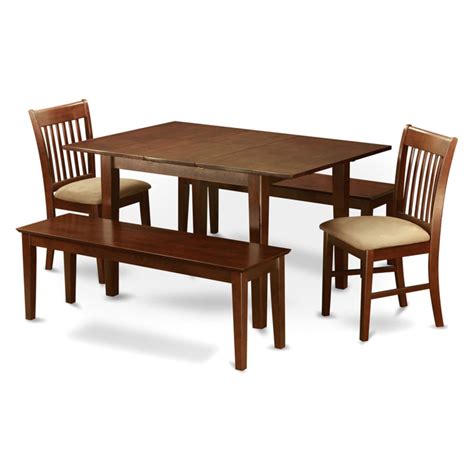 East West Furniture Milan 5 Piece Dining Table Set with Norfolk Chairs and 2 Benches - Walmart.com