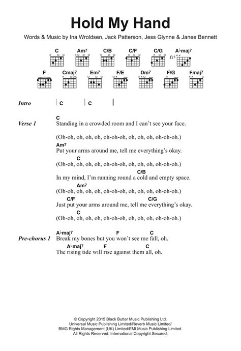 Hold My Hand by Jess Glynne Sheet Music for Guitar Chords/Lyrics at ...