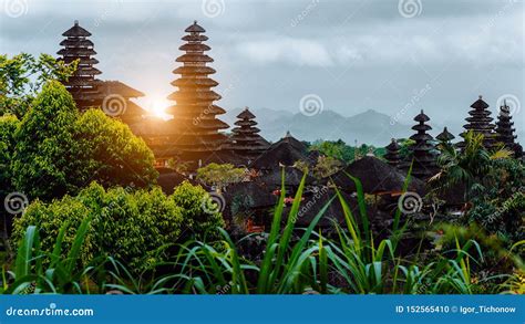 Amazing Sunset at Pura Besakih, Hindu Temple of Bali, Indonesia Stock Photo - Image of classical ...