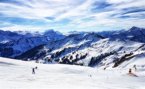 Skiing in the Austrian Alps Stock Photo - Image of horizontal ...