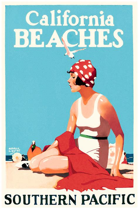 California Beaches - 1920's - Vintage Travel Poster Digital Art by ...